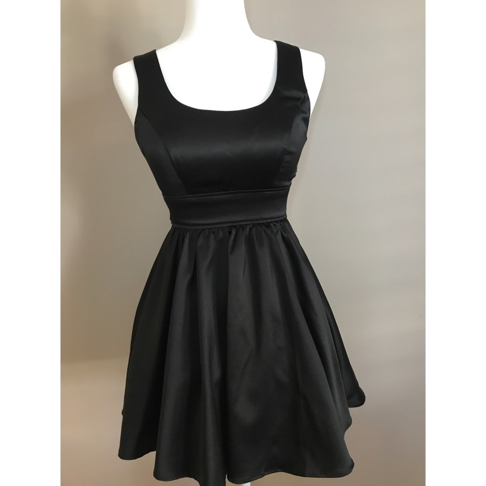 Teeze Me Black Satin dress with Open design back